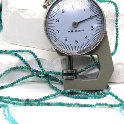 Natural Light Blue Turquoise 2mm Faceted Rounds Bead Strand
