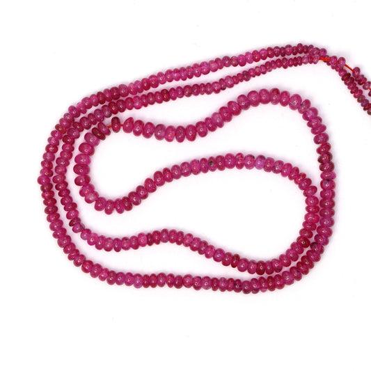 Pink Sapphire 2mm - 3mm Smooth Rondelles Bead Strand