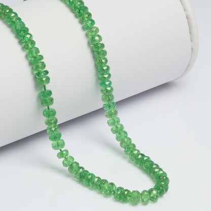 Green Tsavorite 4mm Hand Faceted Rondelles Bead Strand
