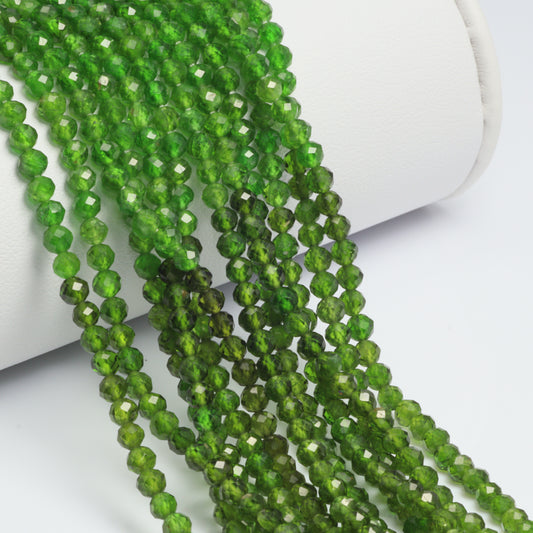 Green Chrome Diopside 3.5mm Faceted Rounds Bead Strand