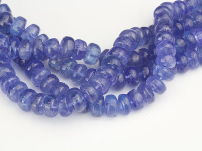 Blue Tanzanite 5.5mm - 6.5mm Smooth Rondelles Bead Strand