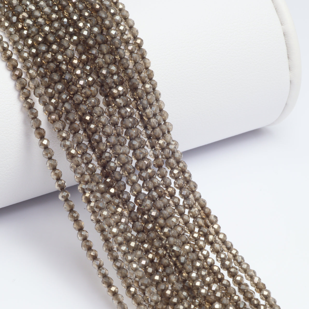 Coated Brown Smoky Quartz 2.5mm Faceted Rounds Bead Strand