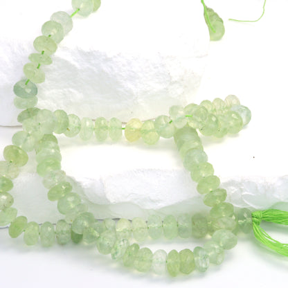 Green Prehnite 7mm Faceted Rondelles Bead Strand