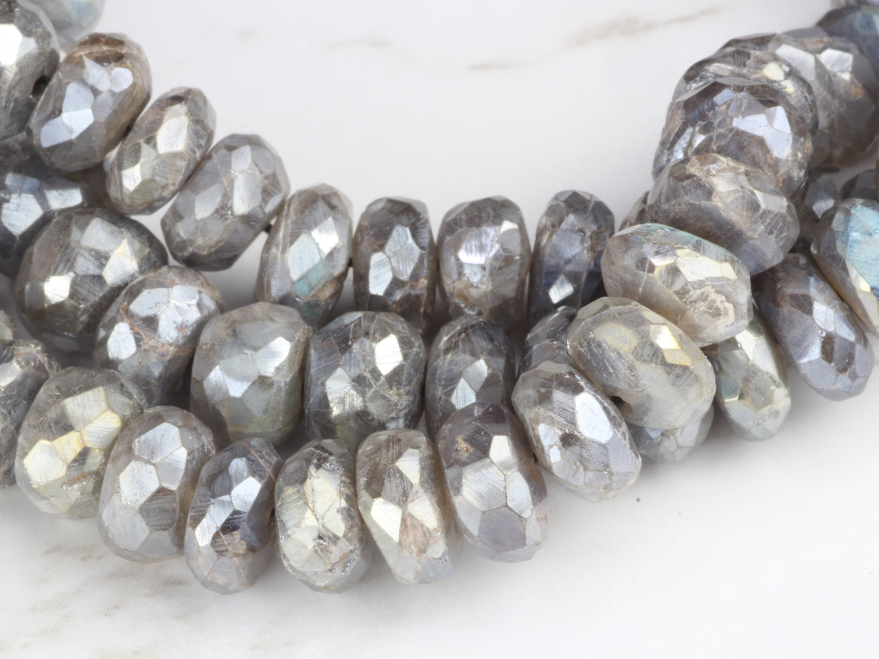 Coated Labradorite 8mm Faceted Rondelles