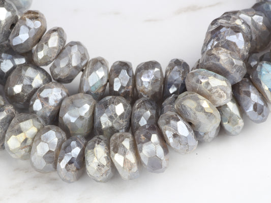 Coated Labradorite 8mm Faceted Rondelles