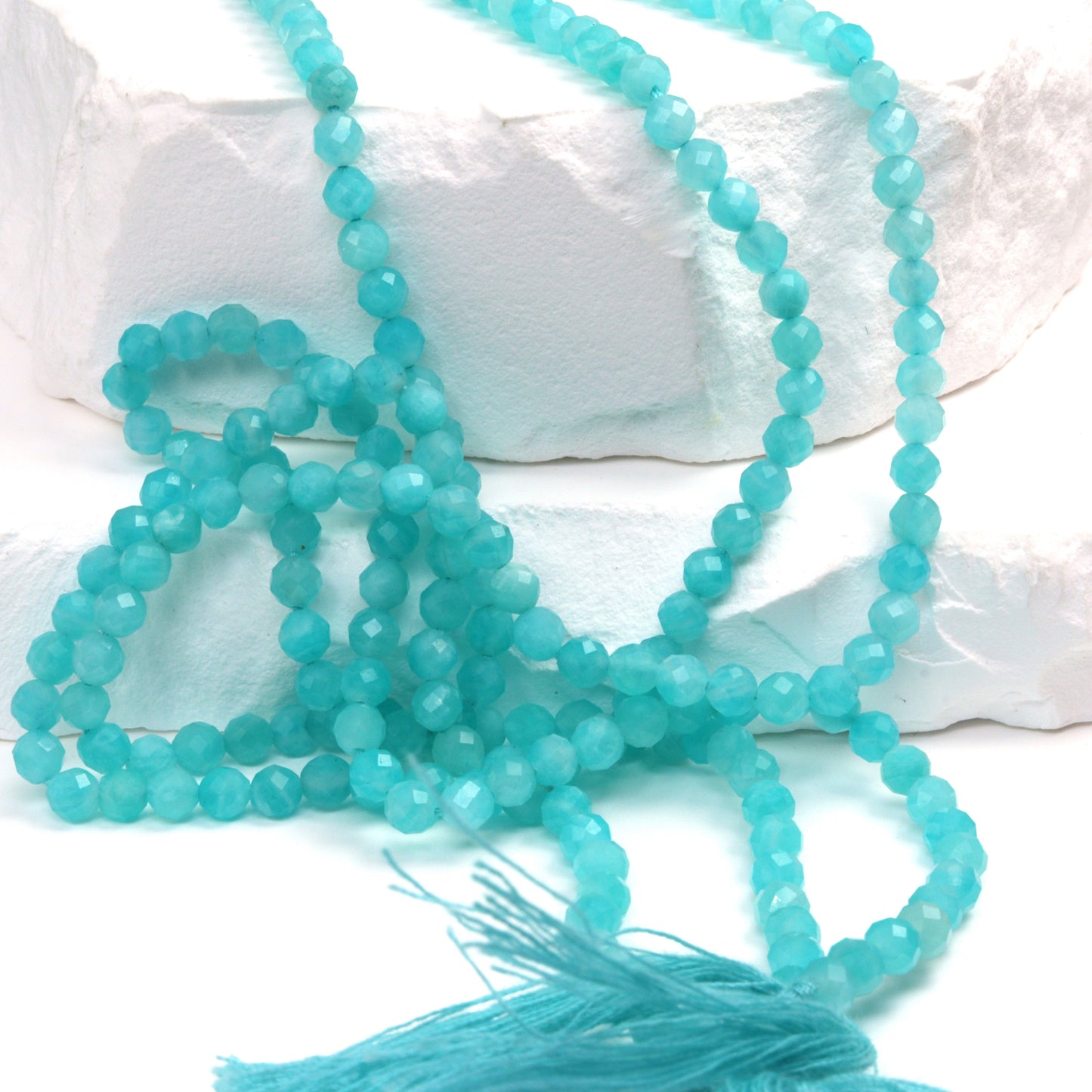 Blue Amazonite 4mm Faceted Rounds Bead Strand