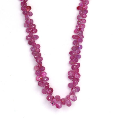 Pink Sapphire 4x2mm - 5x3mm Faceted Teardrop Briolettes Bead Strand