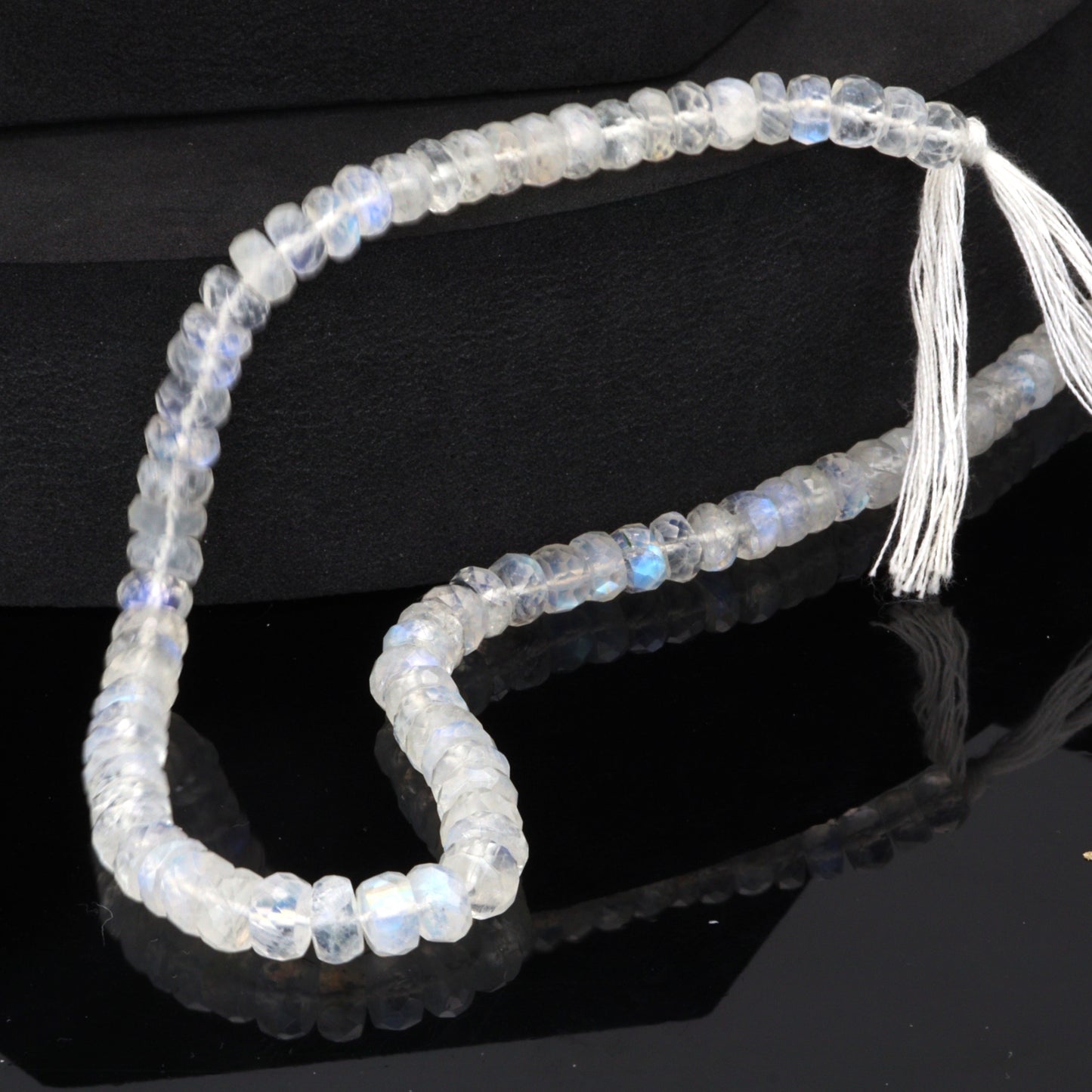 AA Blue Rainbow Moonstone 6mm Faceted Rondelles