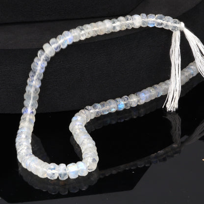 AA Blue Rainbow Moonstone 6mm Faceted Rondelles