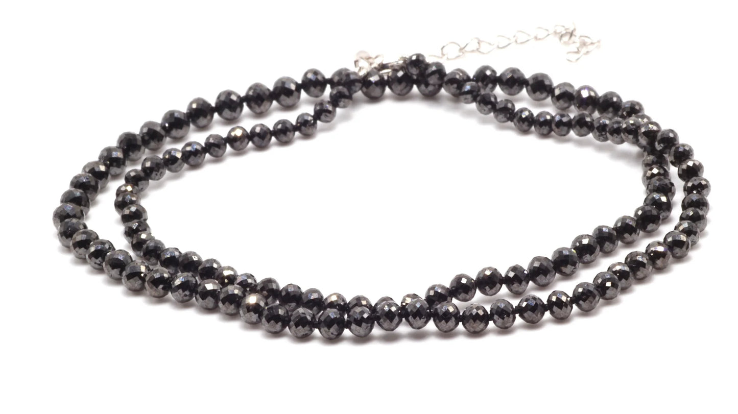 18k Black Diamond Knotted Bead Necklace (~40ct)