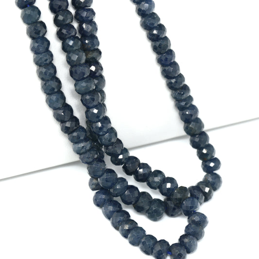 Blue Sapphire 6mm Faceted Rondelles Bead Strand