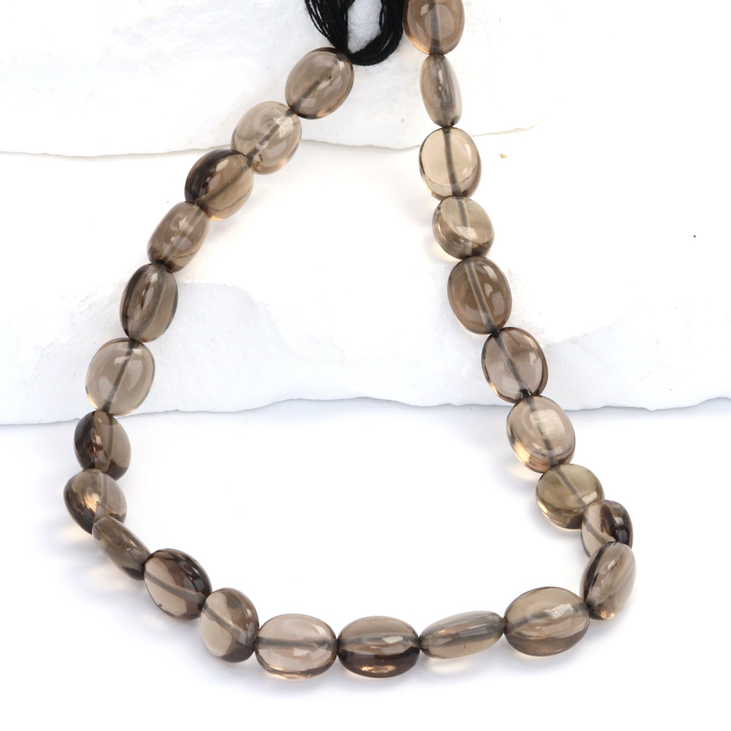 Brown Smoky Quartz 9x7mm - 10x8mm Smooth Ovals Bead Strand