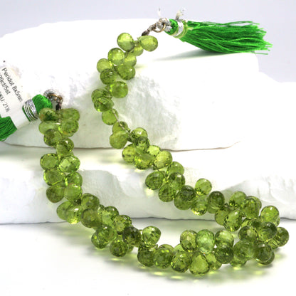 Green Peridot 8x5mm Faceted Teardrop Briolettes