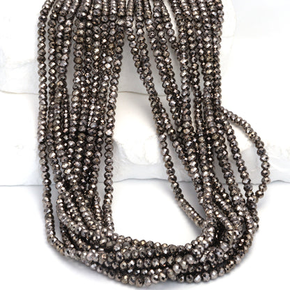 Gunmetal Plated Pyrite 3mm Faceted Rondelles Bead Strand