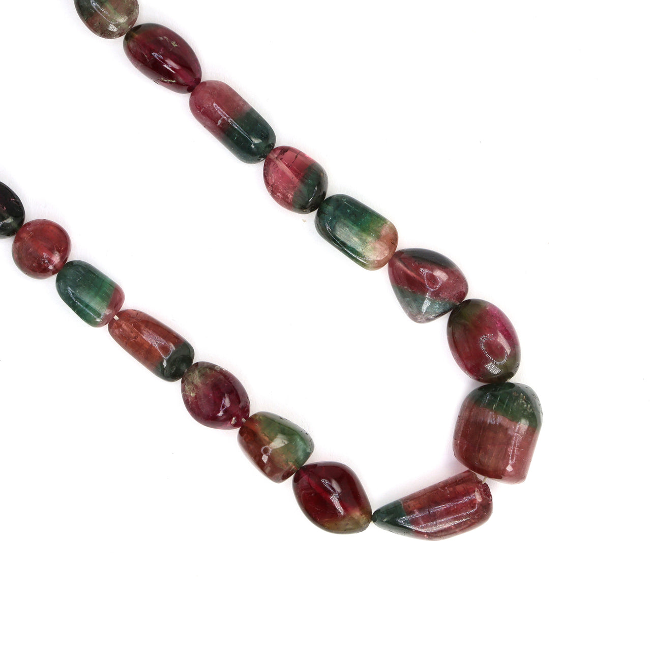 Watermelon Tourmaline 7x5mm - 12x10mm Smooth Nuggets 1 Strand Bead Necklace