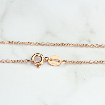 Sterling Silver Rose Gold Vermeil Chain Necklace Cable Chain 925 Silver Necklace with Rose Gold Plating 1.2mm 16"