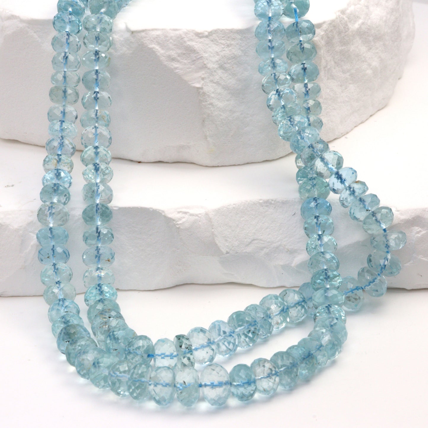 Blue Aquamarine 5.5mm Faceted Rondelles