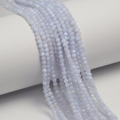 Natural Blue Chalcedony 2mm Faceted Rounds Bead Strand