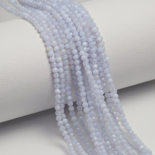 Natural Blue Chalcedony 2mm Faceted Rounds Bead Strand
