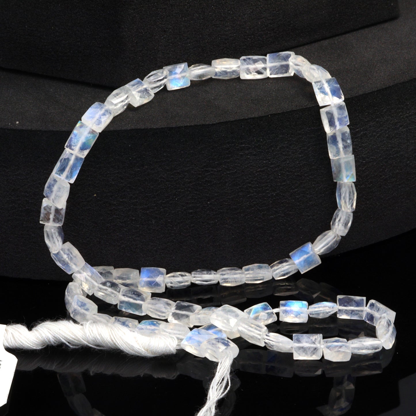 AA Blue Rainbow Moonstone 5x4mm Faceted Cushions