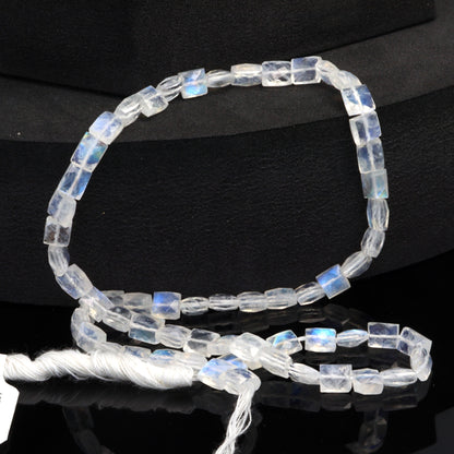 AA Blue Rainbow Moonstone 5x4mm Faceted Cushions