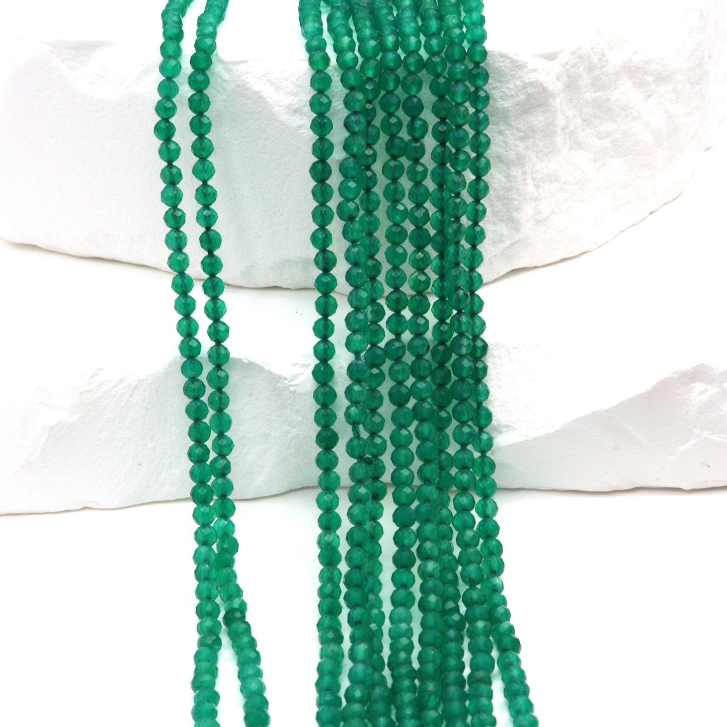 Green Onyx 2.5mm Faceted Rounds Bead Strand