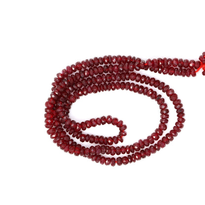 Red Ruby 3.5mm Hand Faceted Rondelles Bead Strand