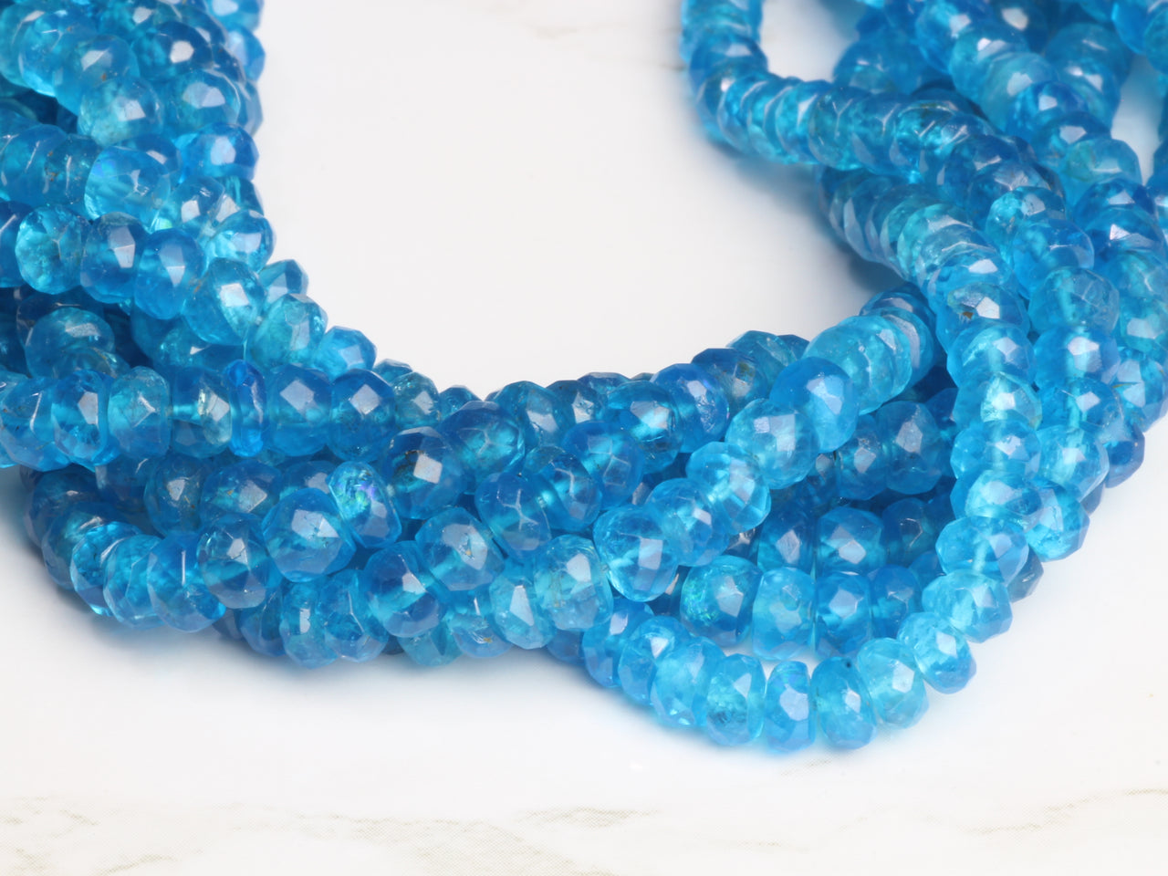 Neon Blue Apatite 5mm Faceted Rondelles