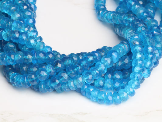 Neon Blue Apatite 5mm Faceted Rondelles