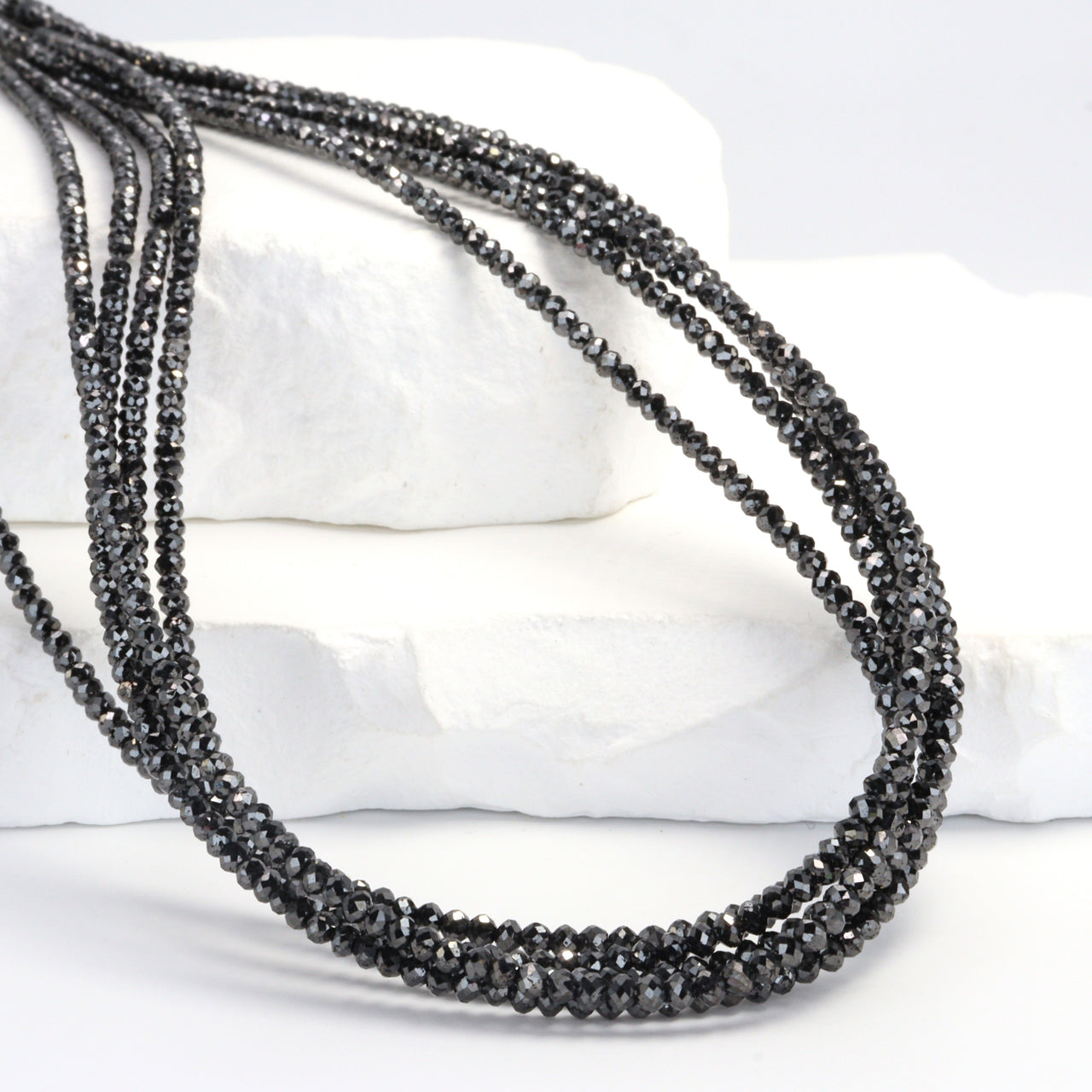 Black Diamond 2.4mm Faceted Rondelles