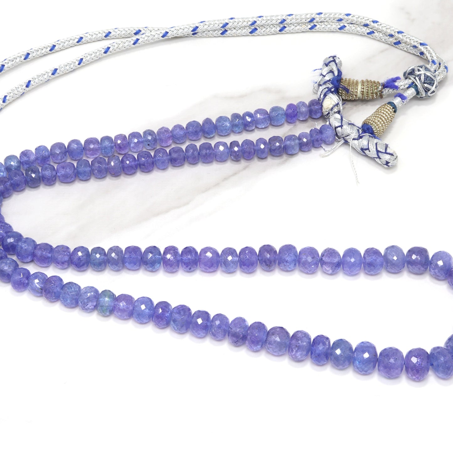 Blue Tanzanite 5mm - 8mm Faceted Rondelles 1 Strand Bead Necklace
