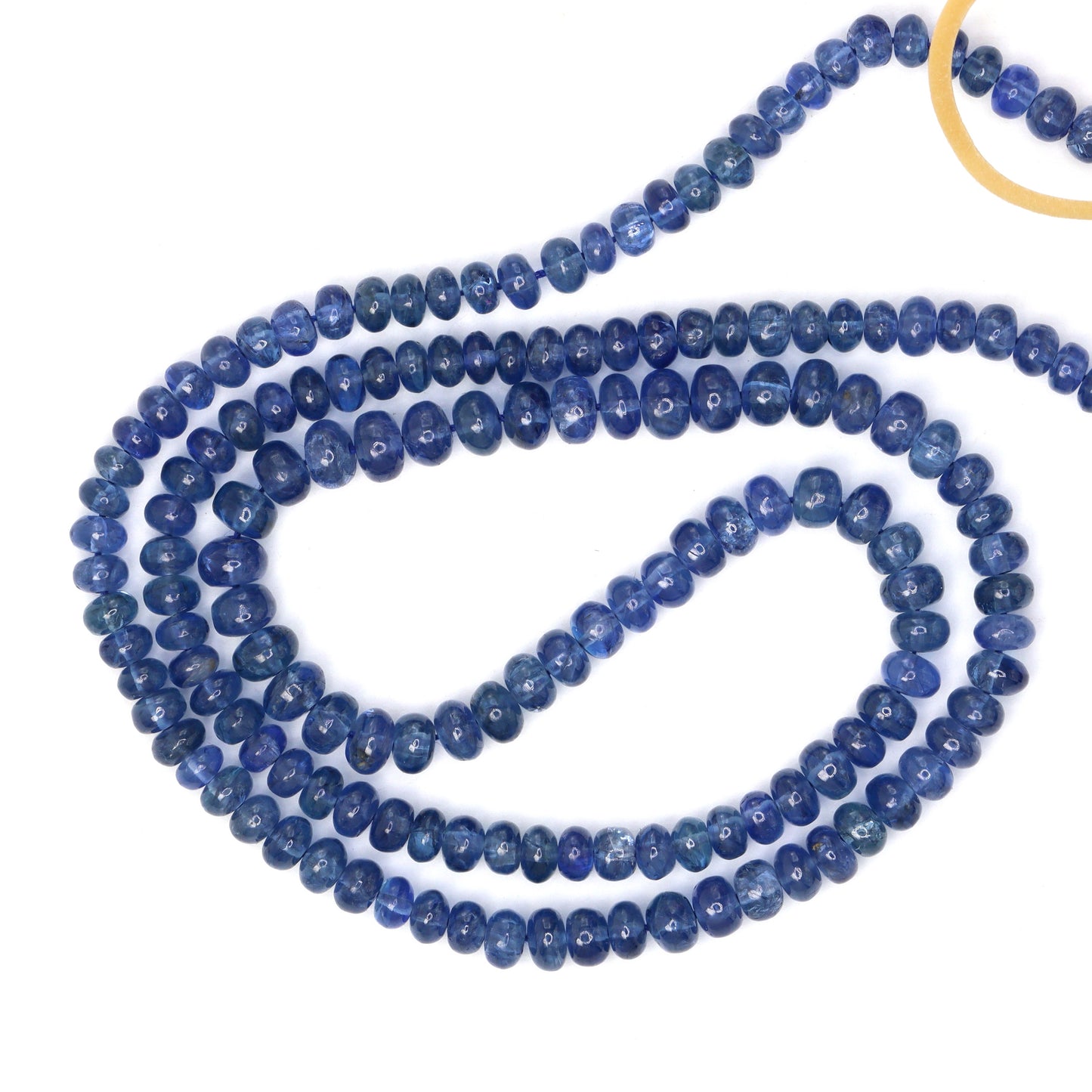 Cornflower Blue Sapphire 3.5mm - 4.5mm Smooth Rondelles Bead Strand