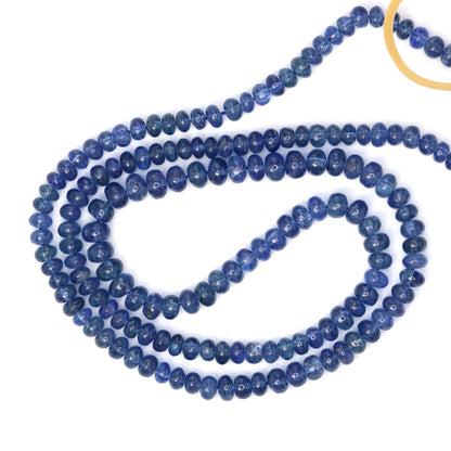 Cornflower Blue Sapphire 3.5mm - 4.5mm Smooth Rondelles Bead Strand