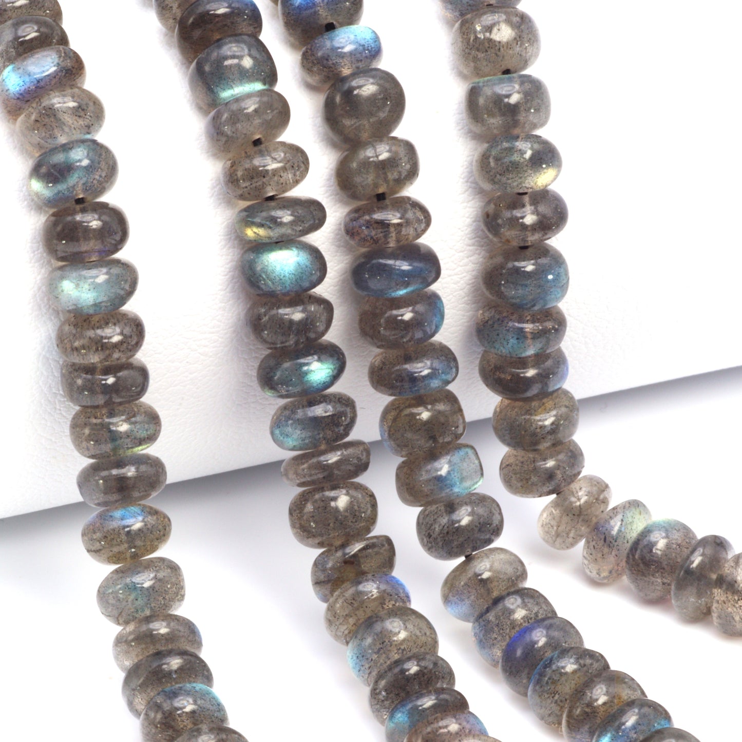 AA Blue Labradorite 7mm Smooth Rondelles Bead Strand