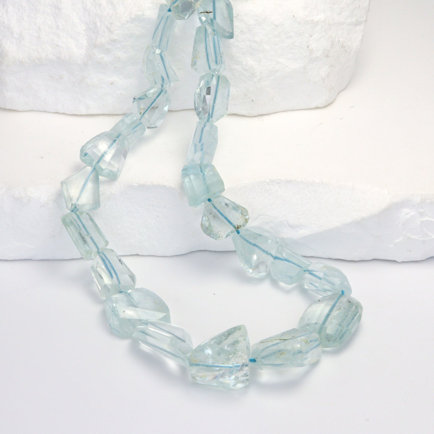 Blue Aquamarine 6x8mm Faceted Nuggets