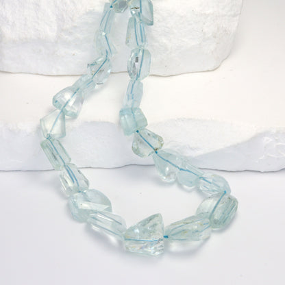 Blue Aquamarine 6x8mm Faceted Nuggets