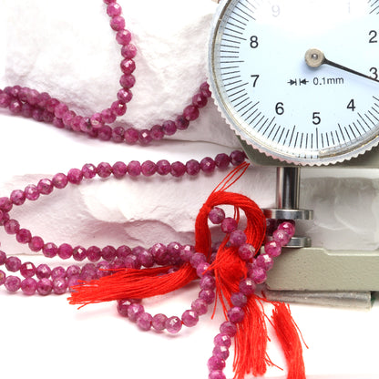 Red Ruby 3mm Faceted Rounds Bead Strand