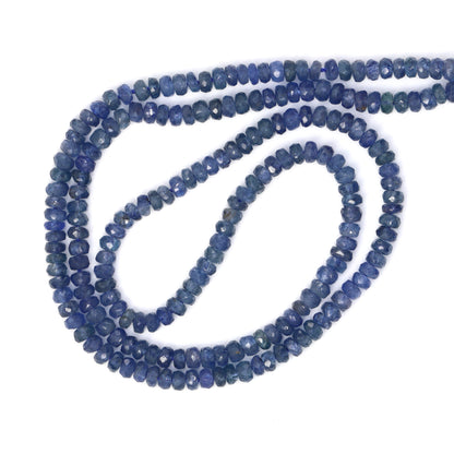 Cornflower Blue Sapphire 3mm Hand Faceted Rondelles Bead Strand