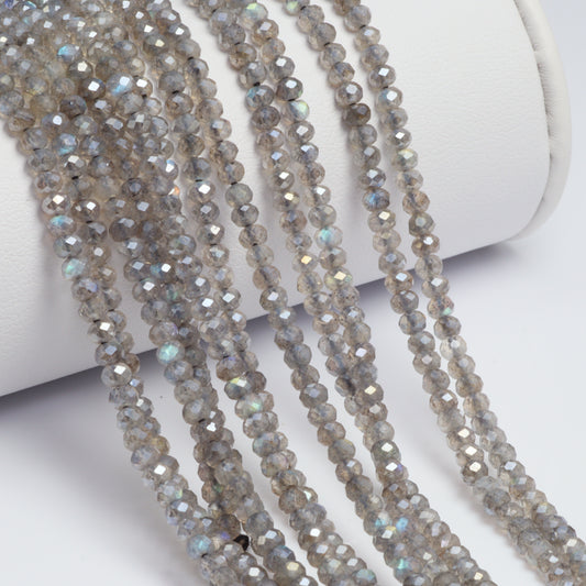 Coated Labradorite 3mm Faceted Rondelles Bead Strand