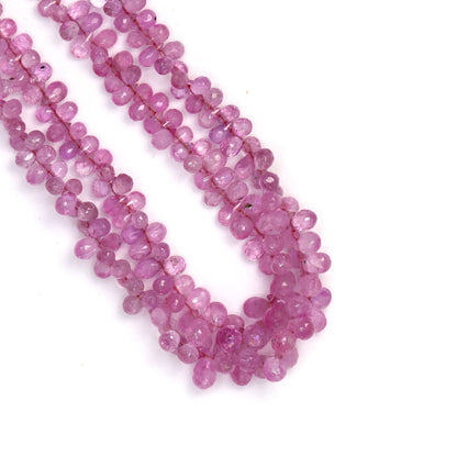 Light Pink Sapphire 4x2mm - 6x4mm Faceted Teardrop Briolettes Bead Strand