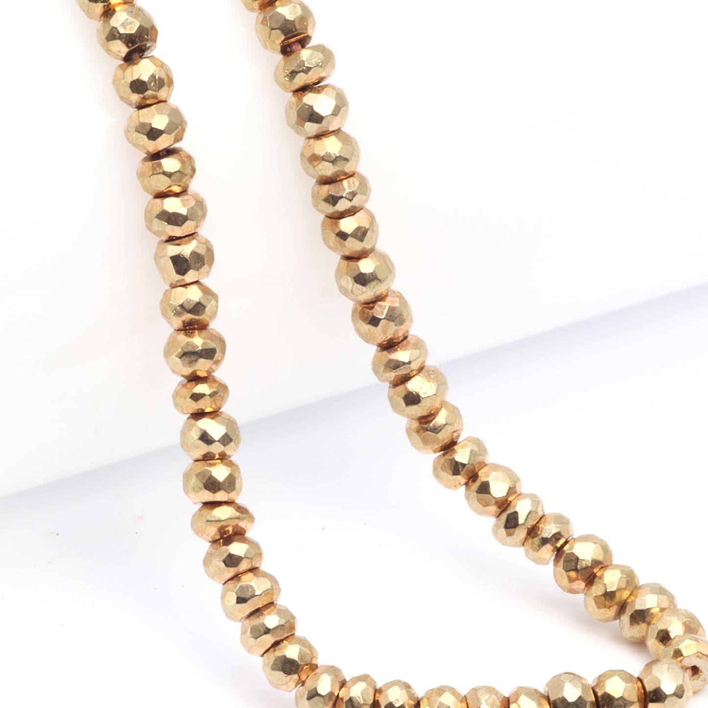 Rose Gold Plated Pyrite 5mm Faceted Rondelles