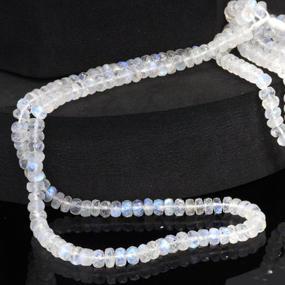 Blue Rainbow Moonstone 5mm Faceted Rondelles Bead Strand