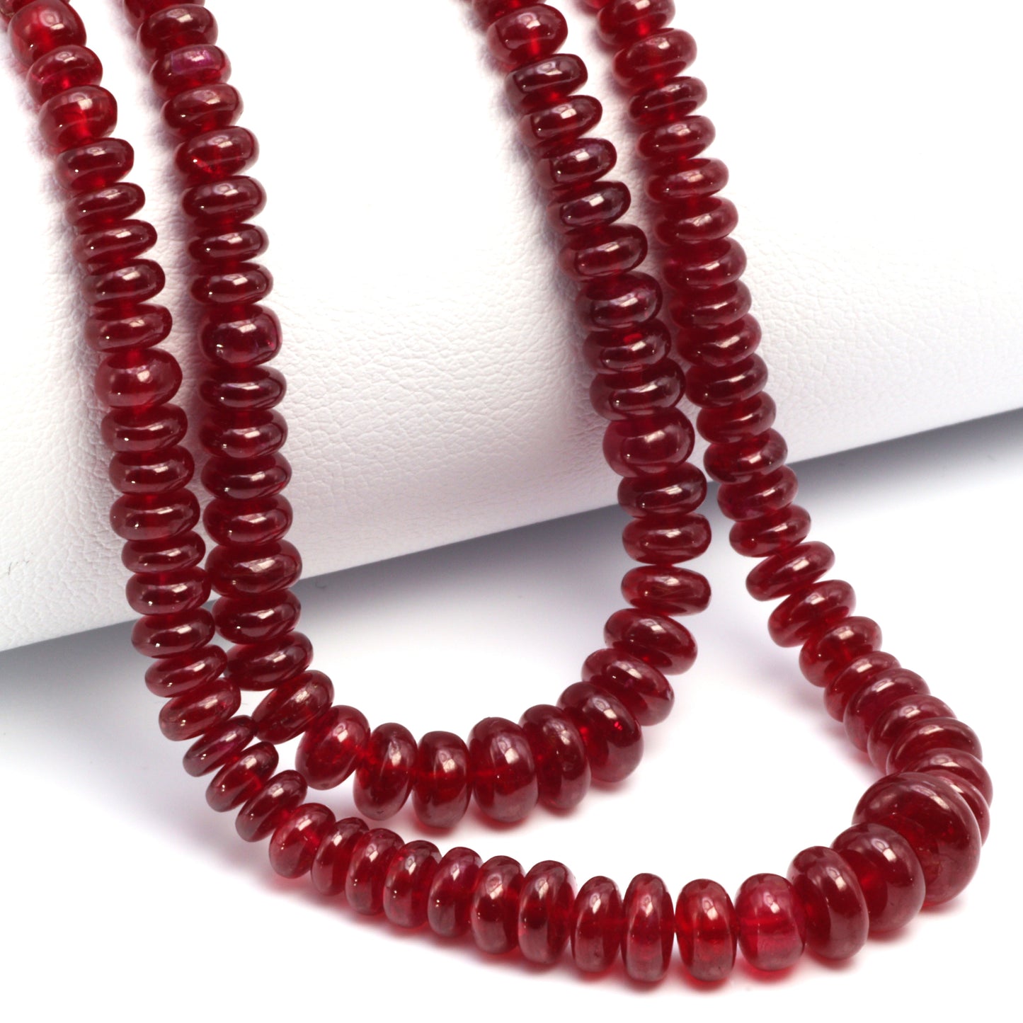 AAA Red Ruby 4mm - 6mm Smooth Rondelles Bead Strand