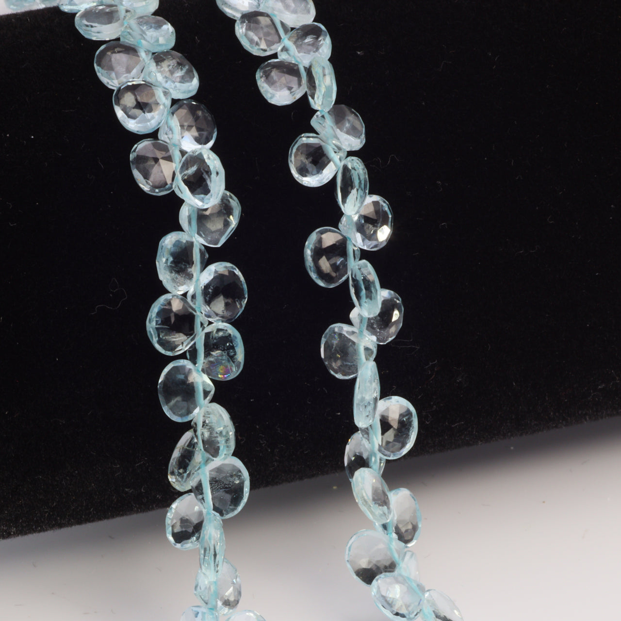 Blue Aquamarine 5.5mm Faceted Heart Shaped Briolettes