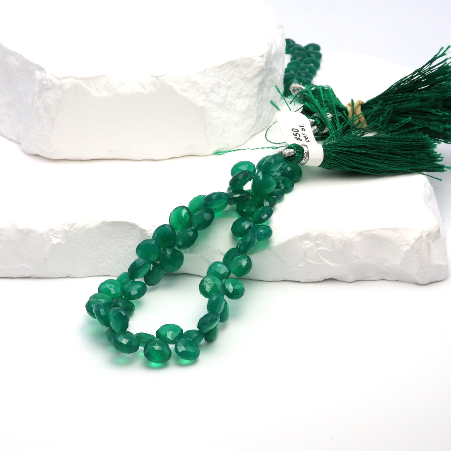Green Onyx 6mm Faceted Heart Shaped Briolettes