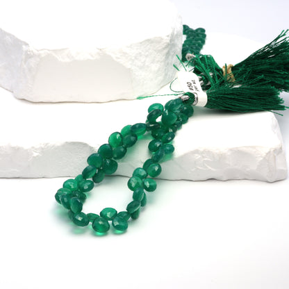 Green Onyx 6mm Faceted Heart Shaped Briolettes