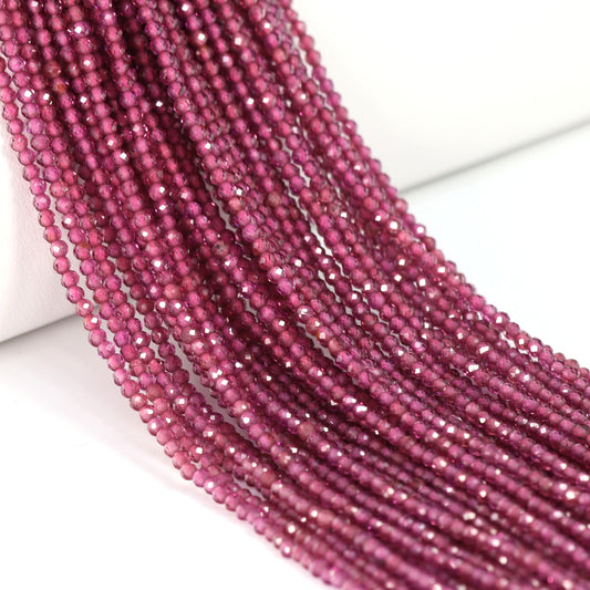 AAA Rhodolite Garnet 2mm Faceted Rounds Bead Strand