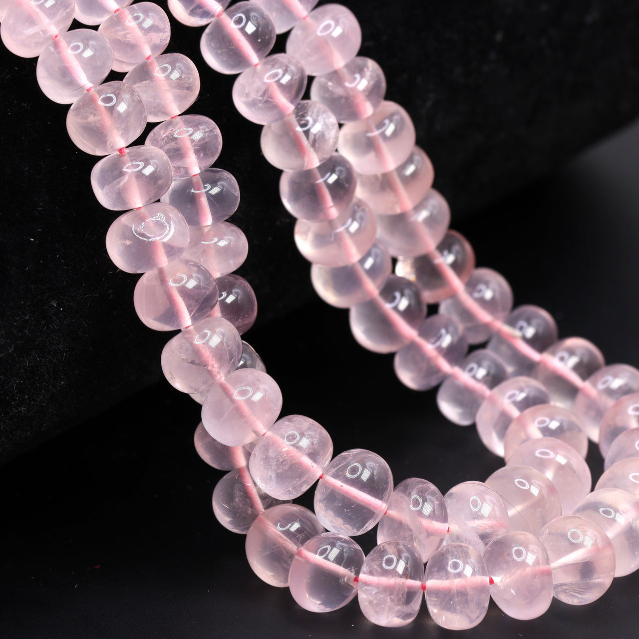 Rose Quartz 6mm - 9mm Smooth Rondelles Bead Strand