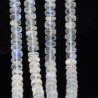 AA Blue Rainbow Moonstone 6mm Faceted Rondelles Bead Strand