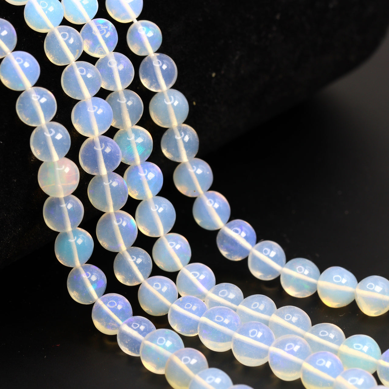 White Ethiopian Opal 6mm - 7mm Smooth Rounds Bead Strand